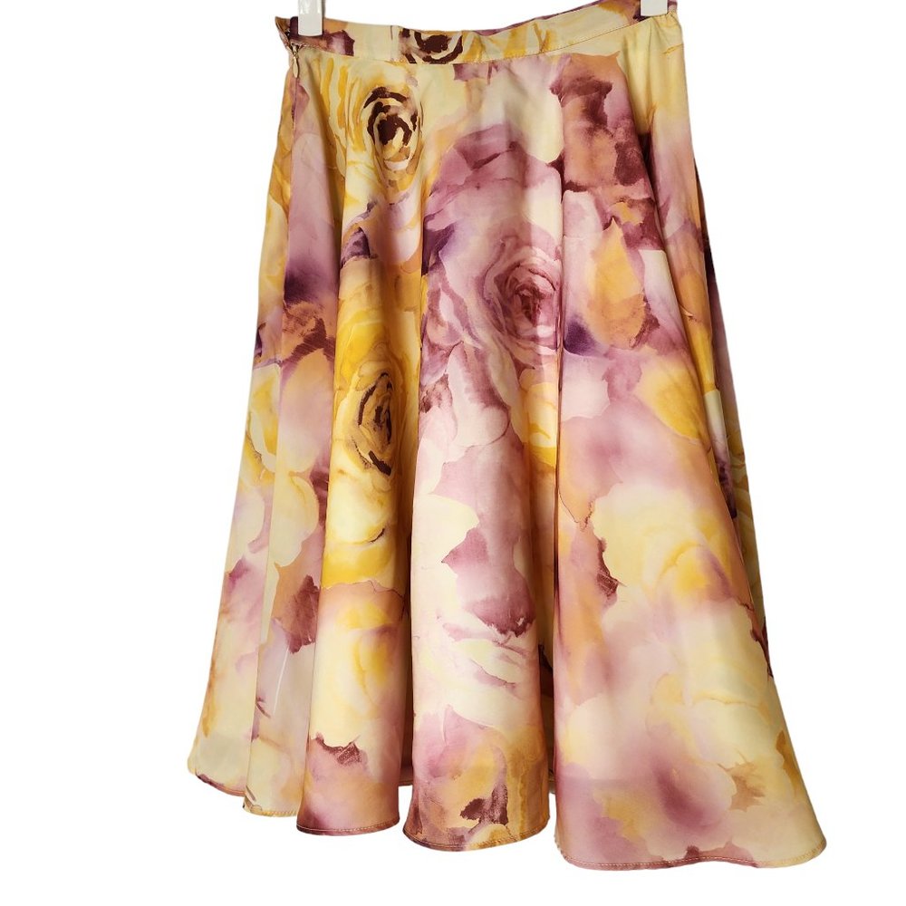 Fervour skirt full flare yellow and faded pink size 8/10 - Picture 5 of 7